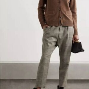 Nili Lotan Delancy Plaid Virgin Wool Pull-on Slouchy Tapered Pants XS